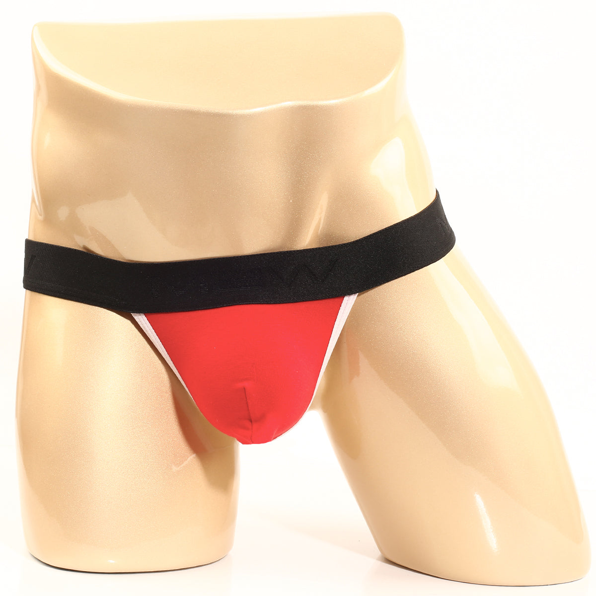 MetroMaleWear perfect scene y-back thong red 1002-12 in red and black with white trim displayed on a mannequin back view