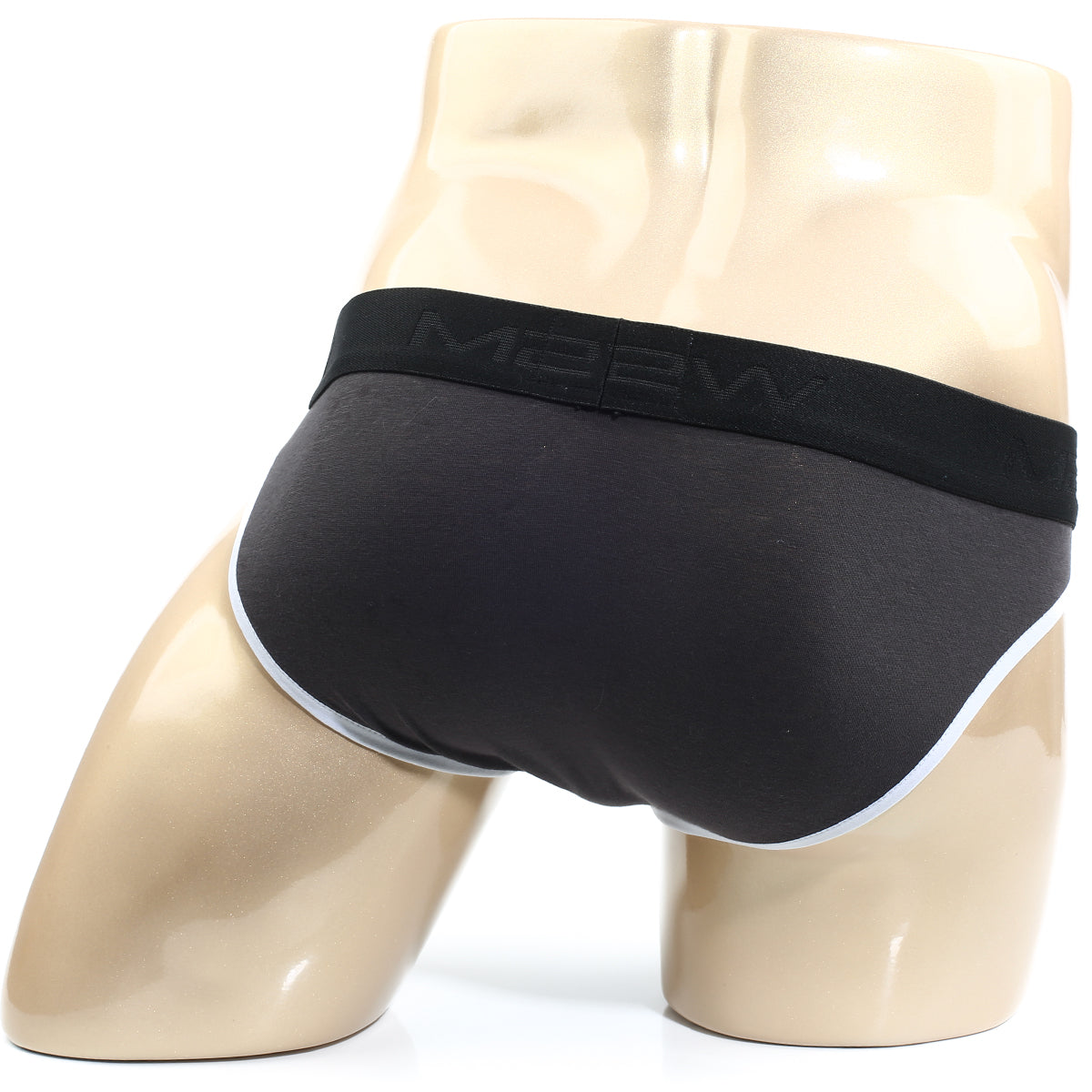 Black metro male wear perfect scene hip briefs with white trim and subtle logo on waistband in twilight fabric