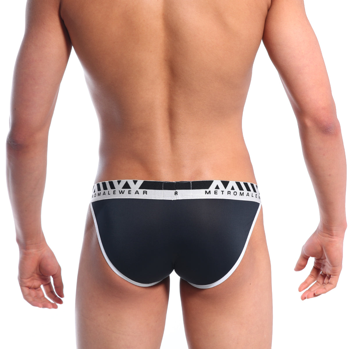MetroMaleWear perfect scene bikini briefs in black and white with sleek form fitting design front view