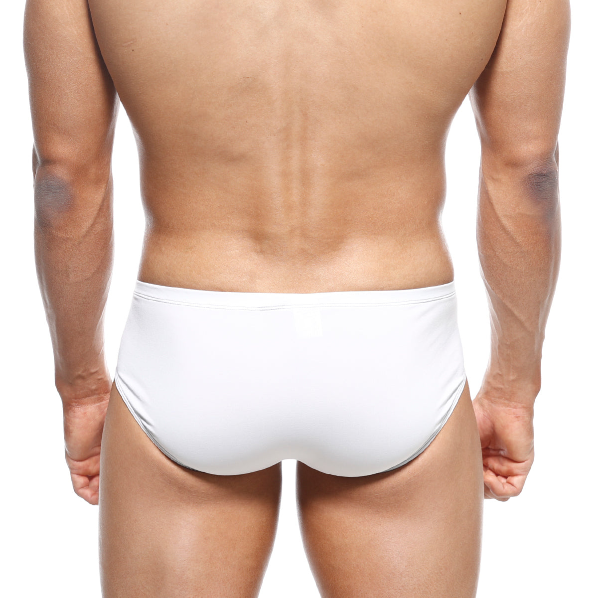 White swim trunks metro male wear mojito bikini with sleek form-fitting design and subtle gray waistband trim