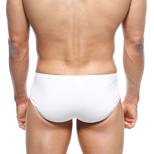 White swim trunks metro male wear mojito bikini with sleek form-fitting design and subtle gray waistband trim