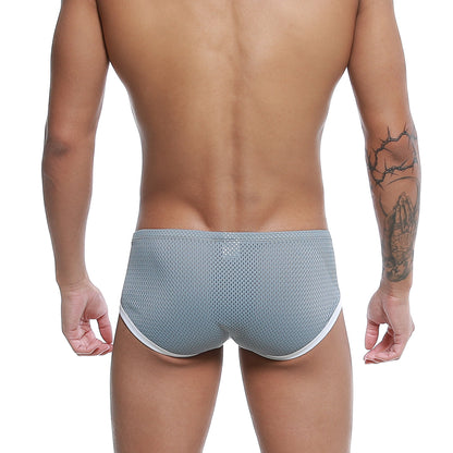 Gray mesh briefs with white trim from metromalewear mojito bikini gray 1006-10 for comfortable everyday wear