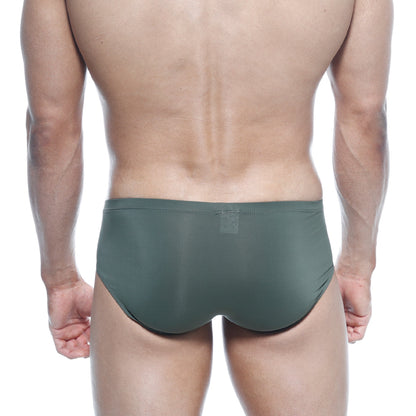 Olive green seamless briefs metro malewear mojito bikini green 1006-26 highlighting comfort and stretch