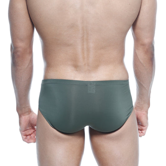 Olive green seamless briefs metro malewear mojito bikini green 1006-26 highlighting comfort and stretch