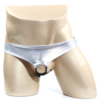 MetroMaleWear Asunto jock strap silver metallic briefs with black ring front detail for stylish support