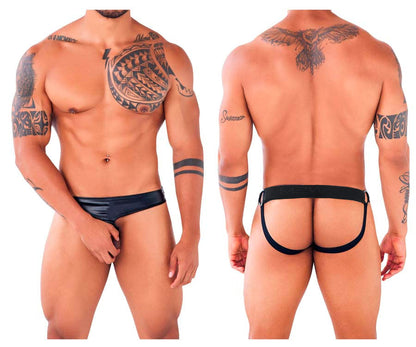 MetroMaleWear Asunto jock strap black shiny latex briefs with sleek form fitting design shown from the back side