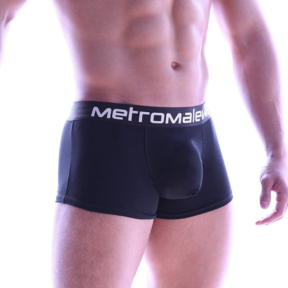 Black men’s briefs with a white metromale waistband in metro male wear perfect scene hip trunk black 1013-09