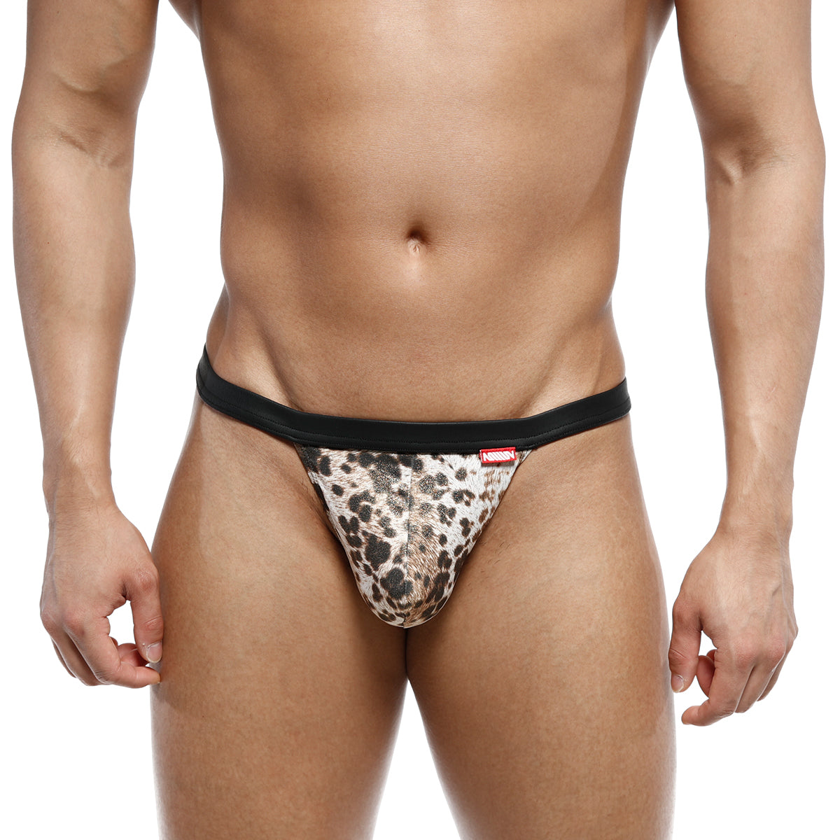 Leopard-print thong with black elastic waistband by metromalewear in animal string tiger 1014-62 design