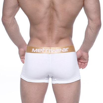 MetroMaleWear body boxer brief white 1023-00 white metrowear boxer briefs with gold waistband and white brand lettering