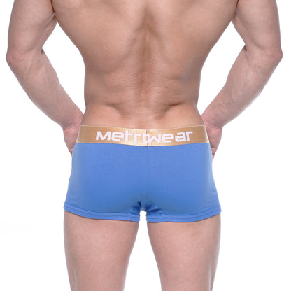 Metro malewear body boxer brief royal blue 1023-18 in blue with a gold meltwear logo waistband for comfortable fit