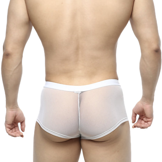 White mesh briefs with a solid white waistband by MetroMaleWear simple trunk 1033-00 for breathable comfort