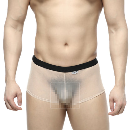 MetroMaleWear simple trunk nude 1033-02 beige mesh briefs with a black elastic waistband for comfortable wear