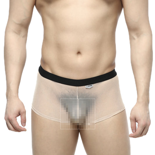 MetroMaleWear simple trunk nude 1033-02 beige mesh briefs with a black elastic waistband for comfortable wear