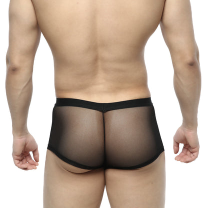 MetroMaleWear simple trunk black 1033-20 black mesh briefs with solid black waistband for comfortable wear