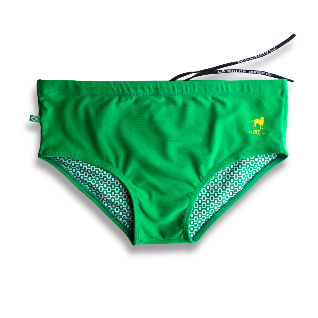 Sunga de bain unie pour homme CA-RIO-CA Hortel Green - Mode de plage pour homme