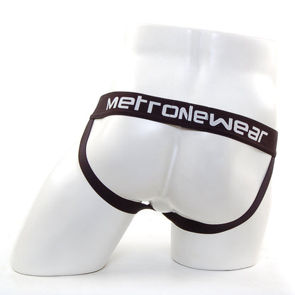 Black metronewear briefs with sleek form fitting design and white logo waistband from metronewear alma jock strap royal blue 1101-18
