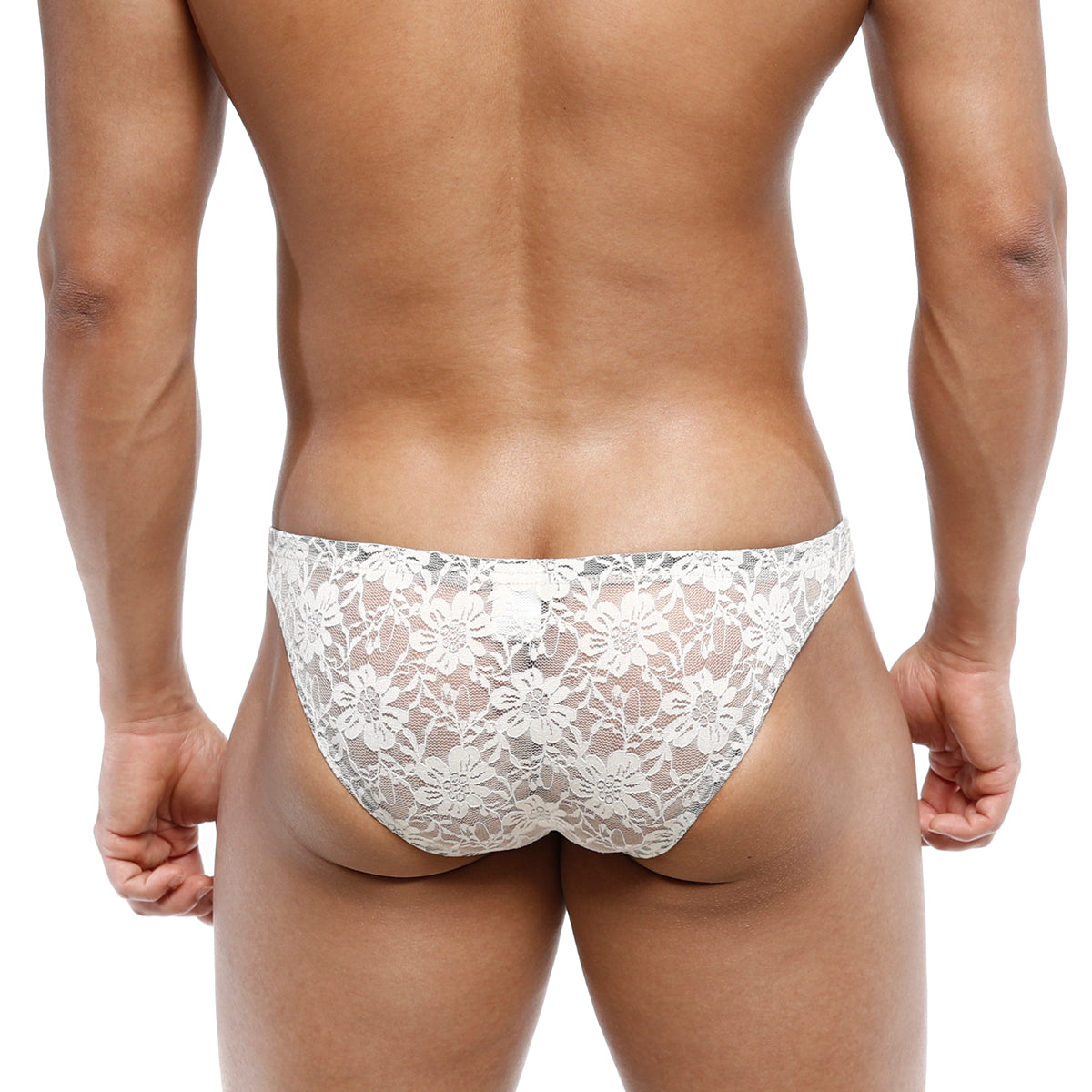 White floral lace men’s briefs metro male wear net bikini lace nude 1104-01 with delicate lace detailing