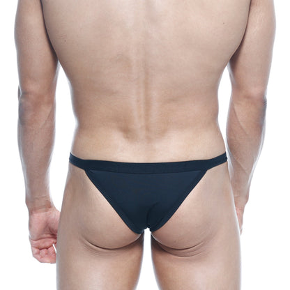 Black triangular briefs metroMalewear avant-garde bikini black 1115-20 with smooth form-fitting fabric front view
