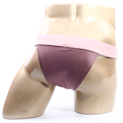 MetroMaleWear cosmos bikini lilac satin brief in shimmering mauve with a soft pink waistband for comfortable wear
