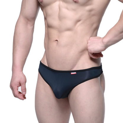 Black mesh briefs MetroMaleWear Aragon Thong black 1152-20 with red and white logo on the waistband