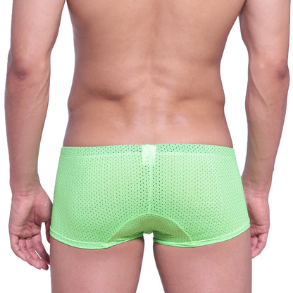 Bright lime green mesh briefs with a subtle white tab at the back from MetroMaleWear neon boxer green 1222-07