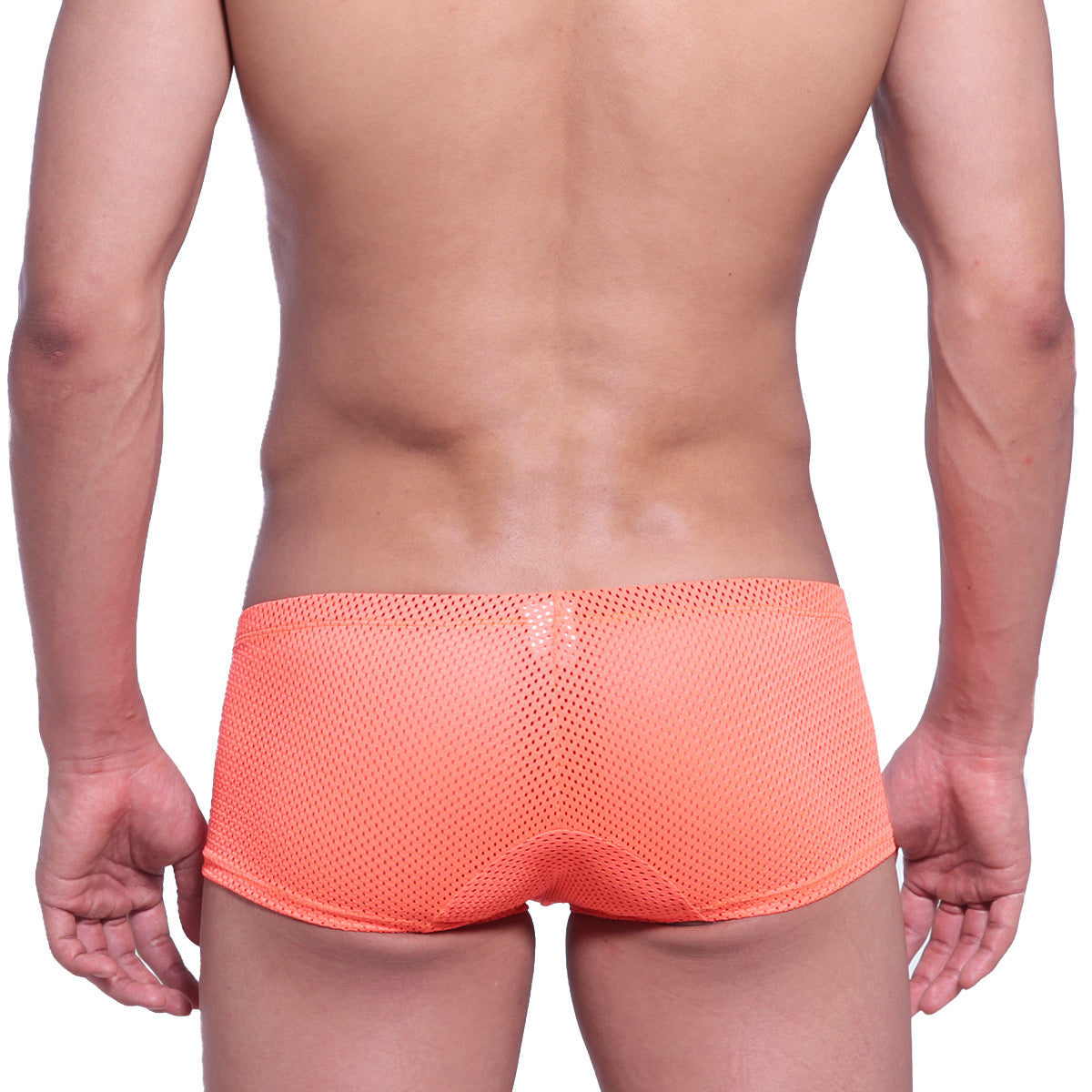 MetroMalewear neon boxer orange mesh briefs showcasing breathable fabric and vibrant color for comfortable wear