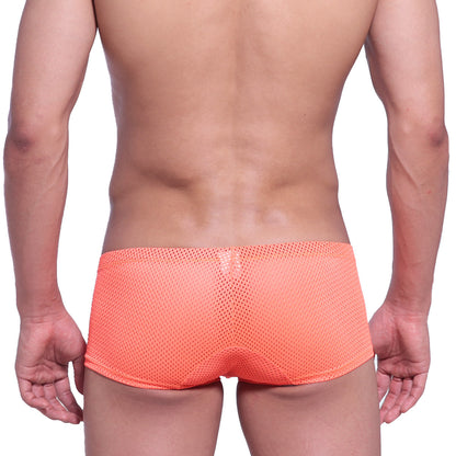 MetroMalewear neon boxer orange mesh briefs showcasing breathable fabric and vibrant color for comfortable wear