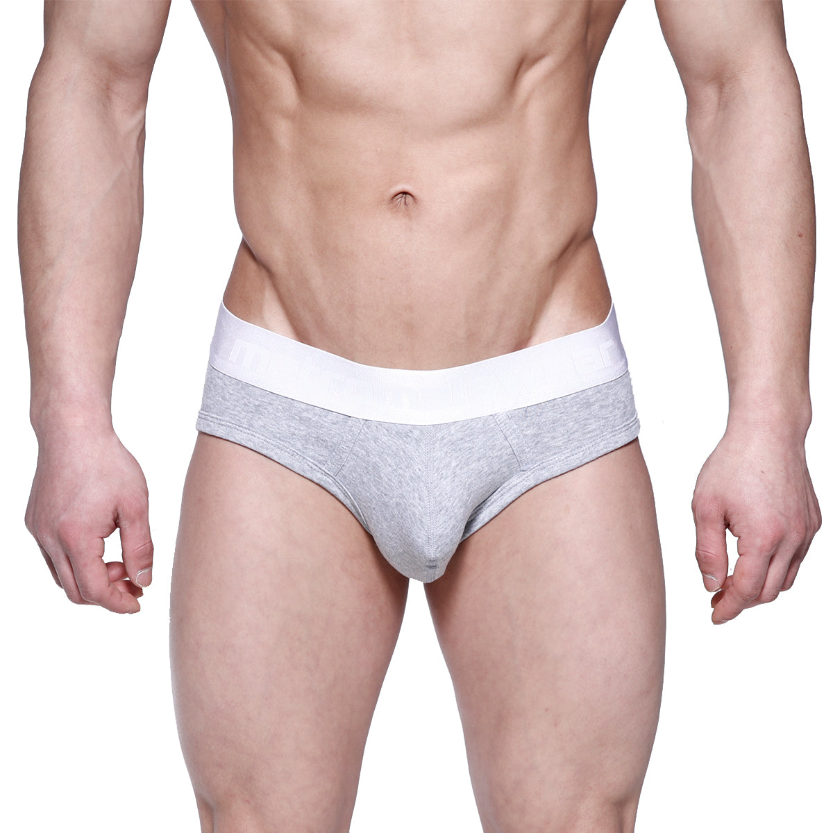 MetroMaleWear profile hip brief gray heathered fabric with a solid white waistband for comfortable daily wear