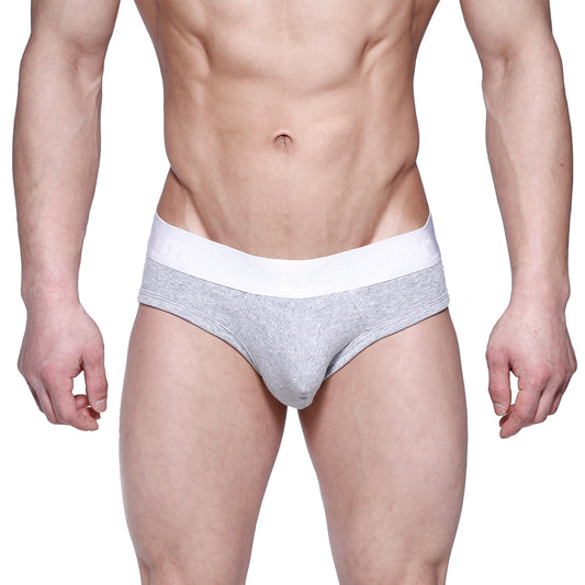 MetroMaleWear profile hip brief gray heathered fabric with a solid white waistband for comfortable daily wear