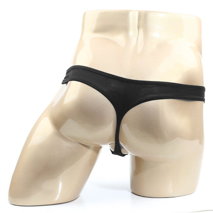 Black thong made of smooth stretchy fabric with sleek minimalist design metroMalewear volcano thong black 1322-31