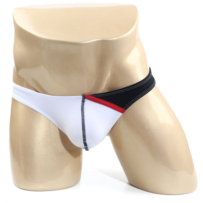 MetroMaleWear Alegria thong white 1322-50 athletic briefs with black and white fabric, red accent stripe, and side zipper detail
