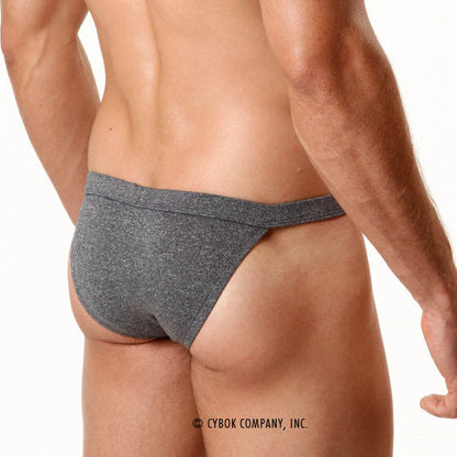 Gray heathered fabric briefs with a snug contoured fit from metromalewear modern bikini charcoal 4004-11