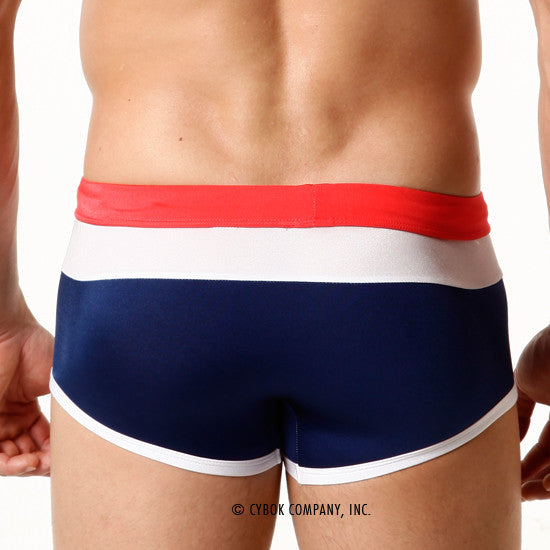 MetroMaleWear trio swim trunk navy 4913-28 striped briefs in navy blue white and red with a snug fit