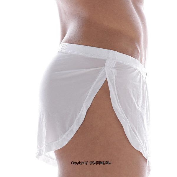 MetroMaleWear lounge split boxer white sheer mesh briefs with smooth elastic waistband for comfortable wear