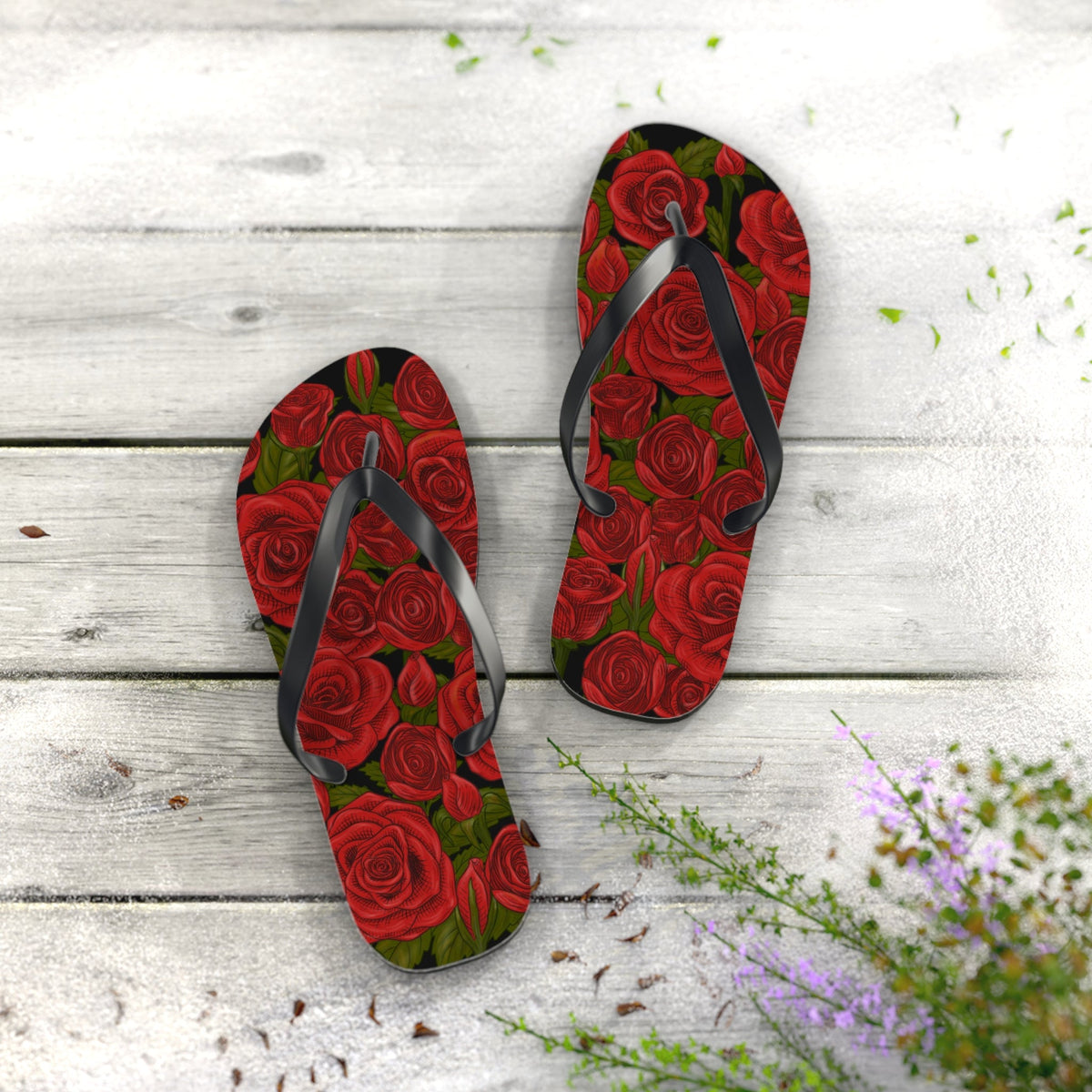 Maris Equi Men's Rozen Red Rose Flip-Flops