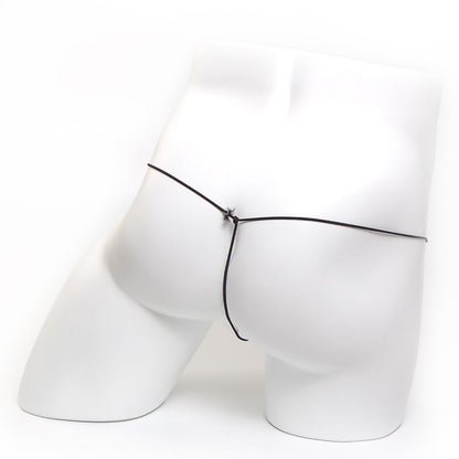 Black corded thong with a star-shaped metal clasp made of mesh microfiber from MetroMaleWear G 2015-46 collection