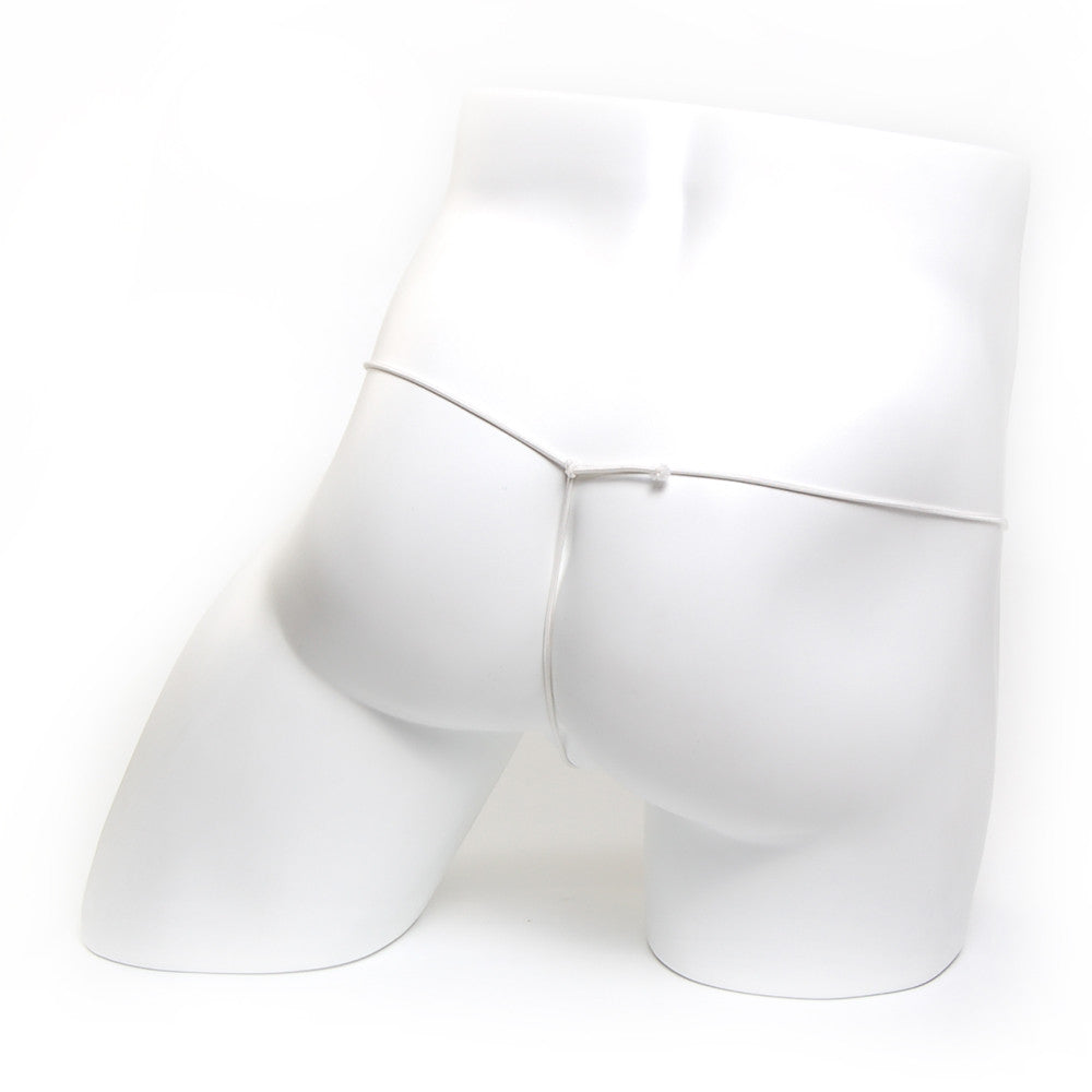 Silver metal chain belt made of microfiber worn around the waist of a white mannequin from MetroMaleWear 2015-01