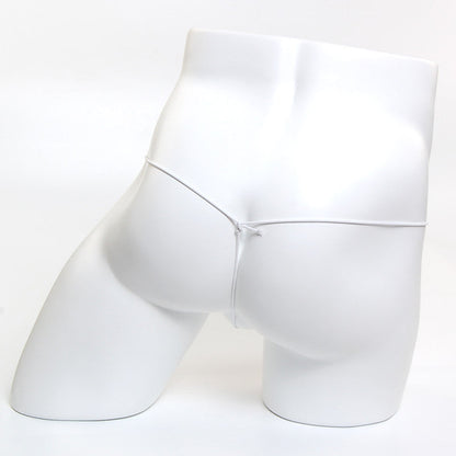 White men’s briefs with a thin silver-toned elastic waistband made of microfiber mesh from metromalewear g red collection