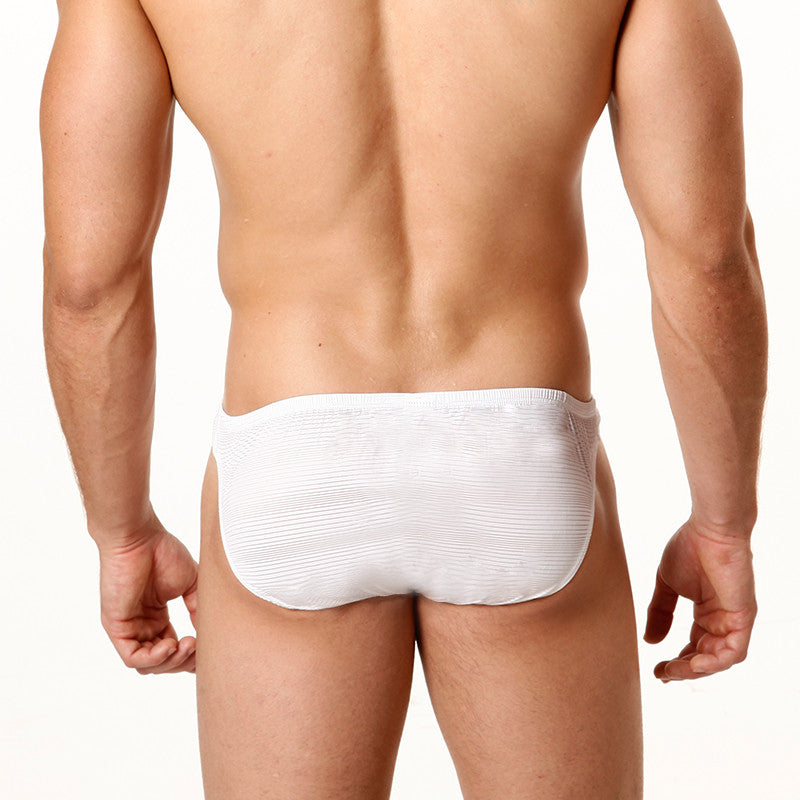 White textured briefs from metromalewear perfect scene askin bikini sheer white 2003-45 showing front view