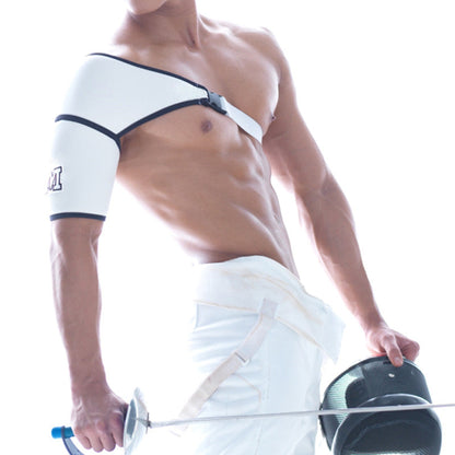 MetroMaleWear HOMBRO white fencing arm guard with sleek black and white form fitting design for protection