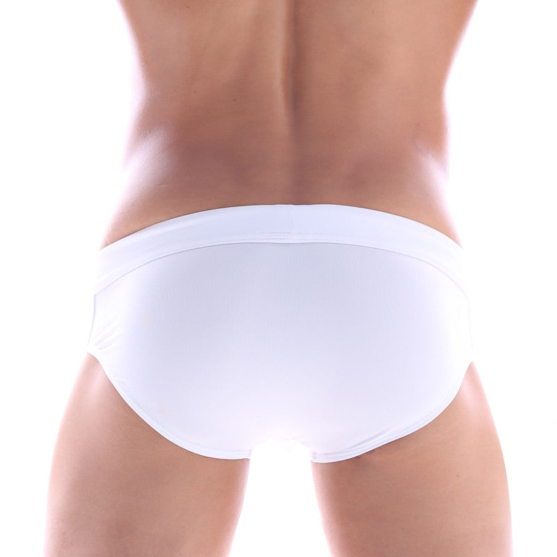 White seamless metro malewear waist belt swim briefs 4916-70 designed for comfort and style