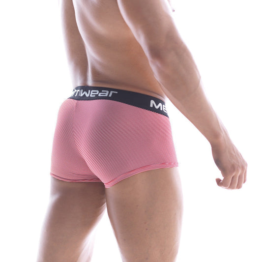Pink and white striped metroMalewear minimo waistband boxer with black me logo waistband for men