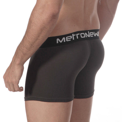 Black metronewe men’s boxer briefs with snug fit elastic waistband made from soft pima cotton charcoal color