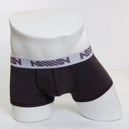 Black mens padded boxer briefs with a gray waistband featuring the million logo from metromalewear premium heather 3032-11