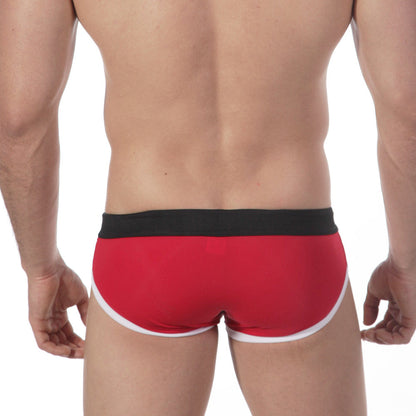 MetroMaleWear Victory swim brief 4916-79 red briefs with black waistband and white trim for swimming and beachwear