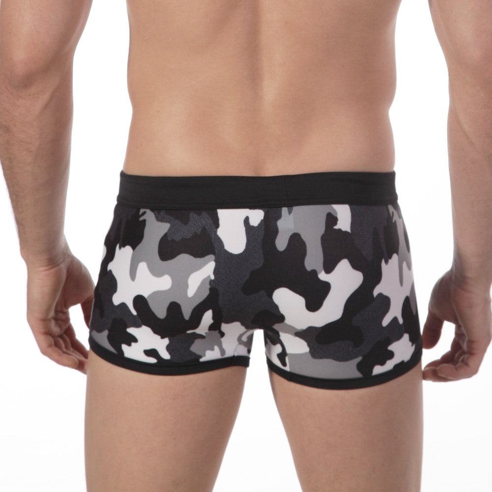 MetroMaleWear camo grey swim boxer 4926-81 men’s briefs in black gray and white camouflage with black waistband