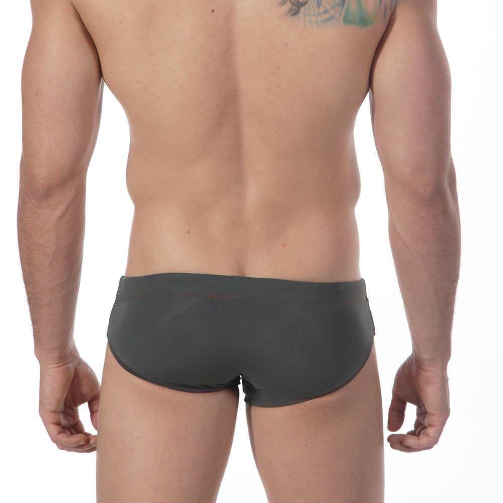 Dark gray metro malewear military swim bikini 4922-26 with sleek form-fitting design for swimming and beachwear