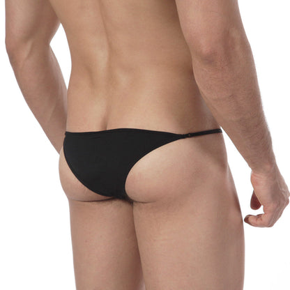 Black sleek minimalist thong with thin waistband from MetroMaleWear strap bikini 2105-41 collection front view