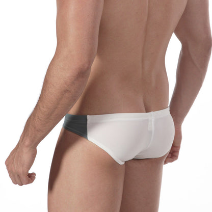 Metro male wear california swim bikini ivory 4921-05 white and dark gray briefs with sheer fabric design