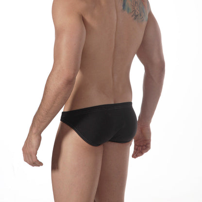 MetroMaleWear racer swim brief black 4907-20 with sleek form-fitting design and subtle waistband stitching